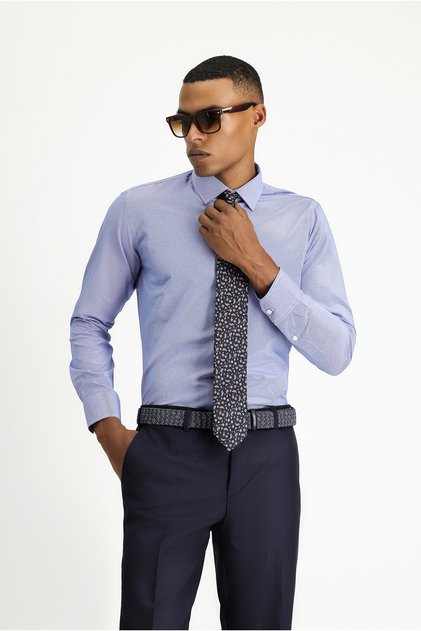 Uzun Kol Slim Fit Dar Kesim Klasik Desenli Pamuklu Kolay Ütülenebilir Gömlek