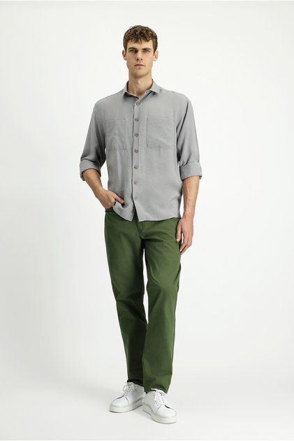 Relaxed Fit Rahat Kesim Likralı Kanvas / Chino Pantolon