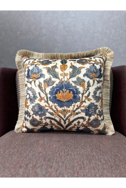 Blend-9407 Imported Silk Velvet Tasseled Throw Pillow Cover 43X43
