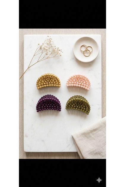 4-Piece Pearl Oval Bead Model Summer Colorful Latch Buckle - 5 cm