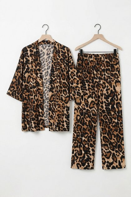 Pantaloni din țesătură Bürümcük, set dublu, kimono cu model