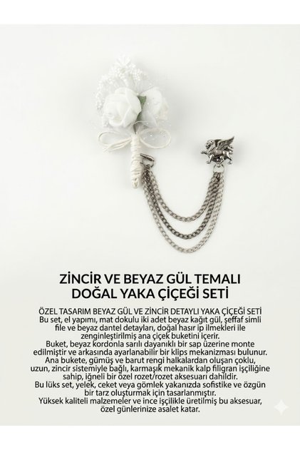 ARS EL YAPIMI ZİNCİRLİ ÇİÇEK YAKA İĞNESİ - ÖZEL TASARIM 26ÇEŞİT ZAMANSIZ ŞIKLIK AKSESUARI