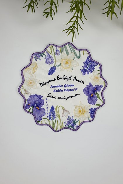 Mother's Day Floral Scallop Embroidery Edge Cocktail Napkin 1 Piece