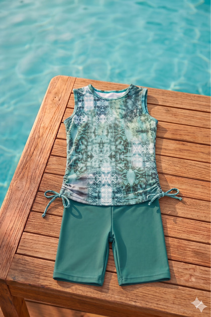 Shorts, Boneli, Zero Sleeve Girls' Swimsuit Triple Set