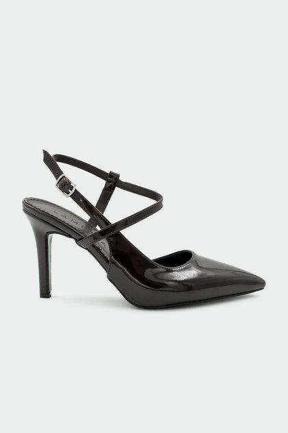 Rouge Asymmetrical Cut Women's Bitter Brown Heeled Shoes