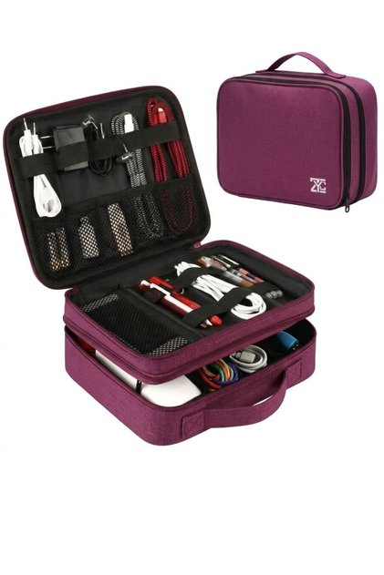 Büyük Boy Premium Çok Katlı Elektronik Cihaz Ve Kablo Düzenleyi Taşınabilir Seyahat Çantası Ebat 31x26x10 cm