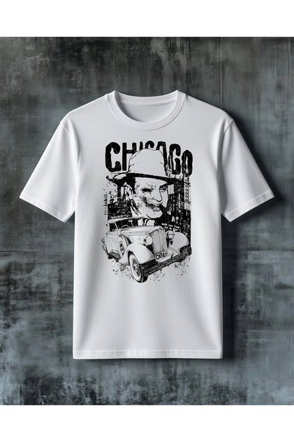 Chicago Classic Car Printed Oversize T-Shirt