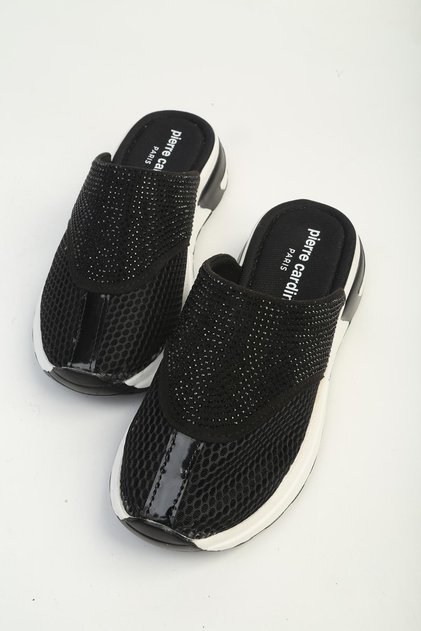 Stone Detailed Mesh Thick Sole Daily Women's Slippers