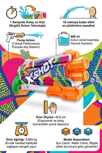 Feyza Oyuncak X-Shot Skins Pump Action Fast Fill Su Tabancası