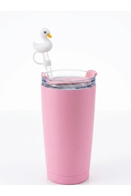 Swan Model Silicone Straw Cover - Thermos and Tumbler Straw Protector Cap (White Swan)