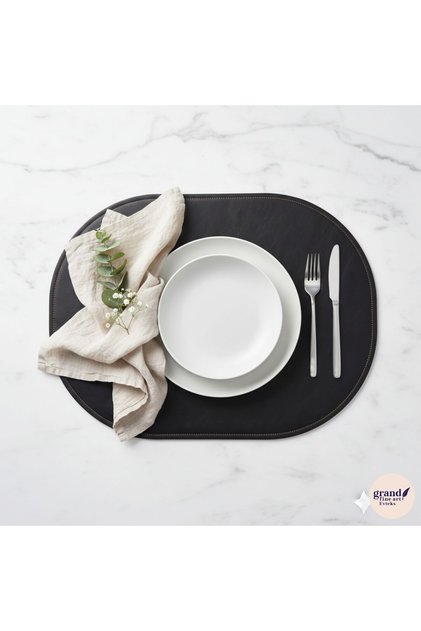 2 Adet Çift Yüz Kenar Dikişli Suni Deri Tam Oval Amerikan Servis Supla 33x44 cm