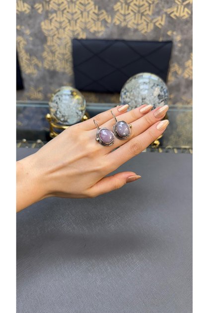 Safir taşlı otantik gümüş küpe