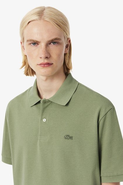 Men's Loose Fit Thick Pique Fabric Polo T-Shirt Men's Polo Collar T-Shirt Green