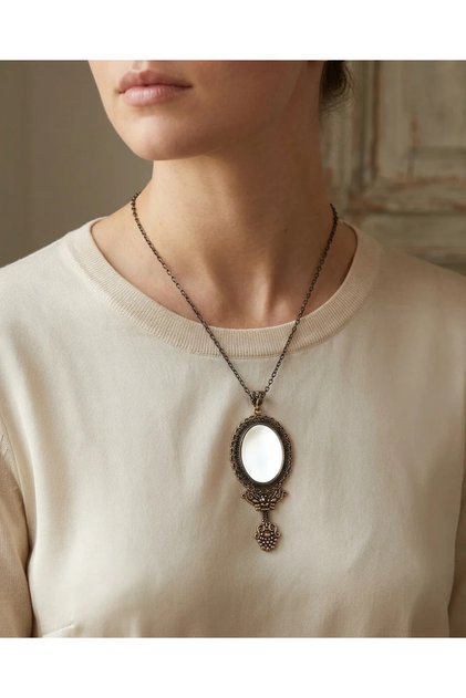 Bronze Vintage Women's Medallion Authentic Copper Jewelry Large Mirrored Model