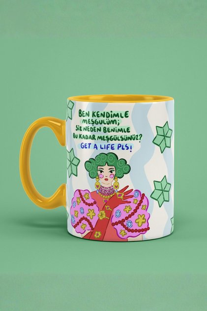 Kupa Serisinden "GET A LIFE" Kupa - Özgün Tasarımlı Dijital Baskı 9.5x8 Cm 330cc - Hediyelik Kupa