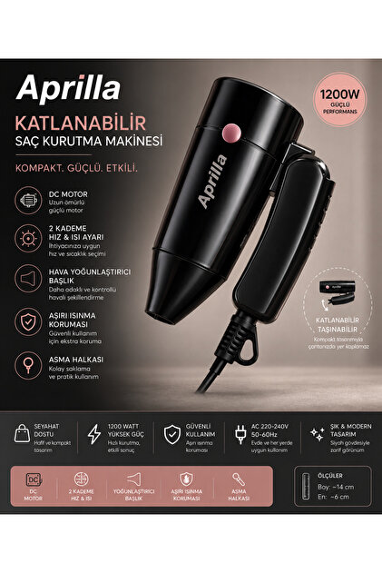 つっちゃん　アウトレット10キロクール Aprilla Katlanabilir Mini Saç Kurutma Makinesi 1200W – Kompakt
