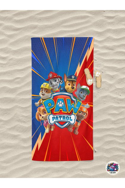 Paw Patrol Dog Patterned Cotton Digital Printed Boys' Beach Bath Towel