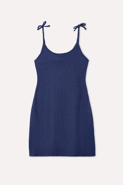Women's Navy Blue Sleeveless A-Form Mini Dress