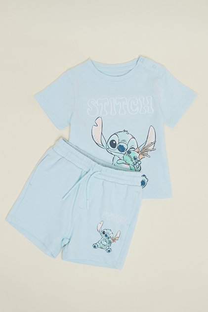 Stitch Printed T-Shirt & Shorts Set