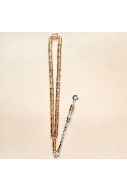 Original Cut Amber 12.05 Gr Silver Tassel Rosary
