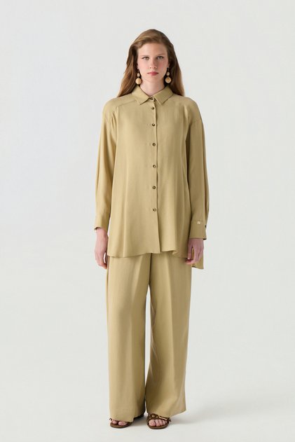 Buttoned Casual Textured Double Beige Suit 1798