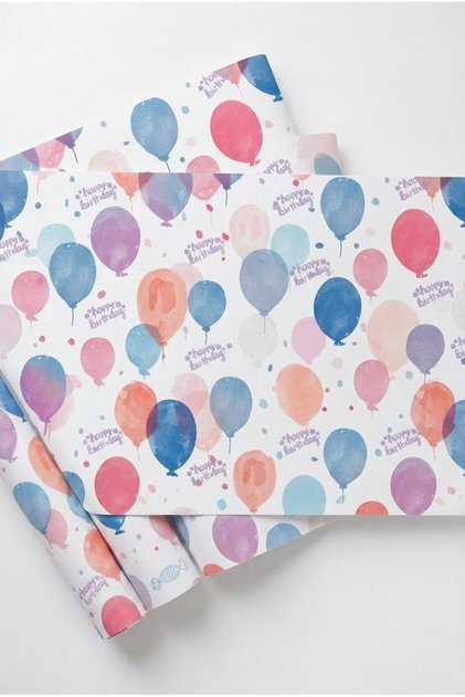 Doğum Günü Hediye Paketleme Kağıdı, 35x50 cm, Balon Temalı Kuşe Ambalaj Kağıdı