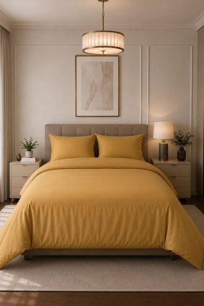 Melodi Plain Cotton Satin Double 4 Piece Duvet Cover Set