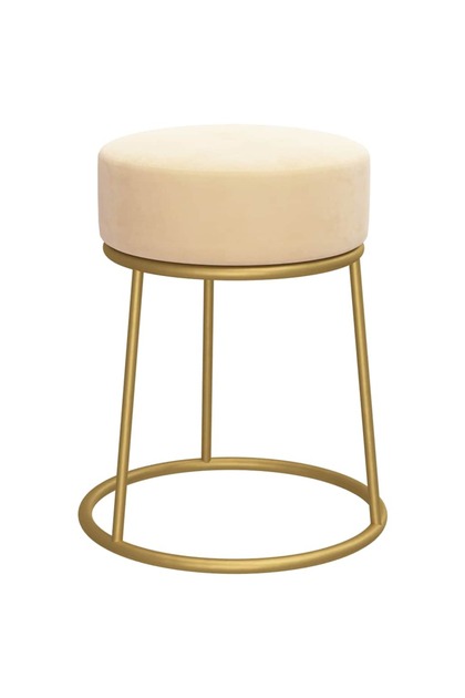 Taburet rotund, culoarea caisei, catifea