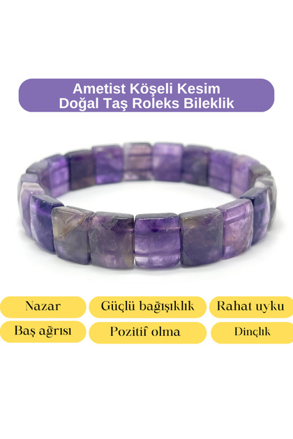 Certified Amethyst Corner Cut Natural Stone Rolex Bracelet