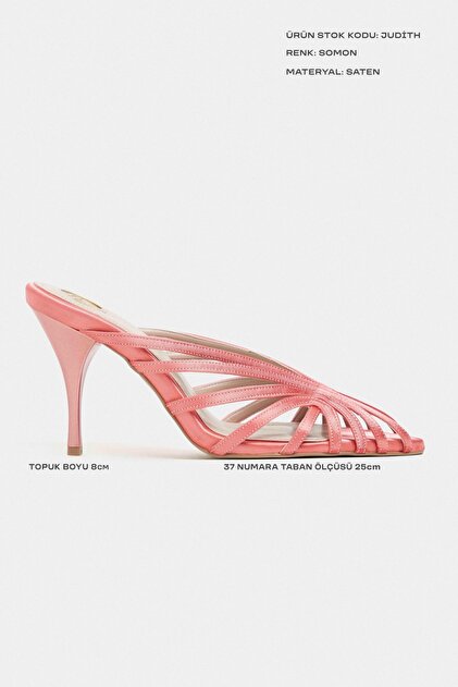 NİŞANTAŞI SHOES Judith Somon Saten Burnu Açık Detay Kafesli Kadın