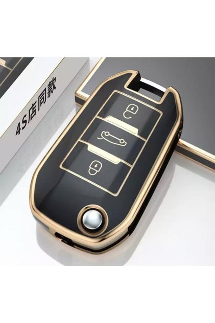 Peugeot 208 301 307 308 508 2008 3008 Partner Van Keyed Model Luxury Nano Key Case Black/Gold