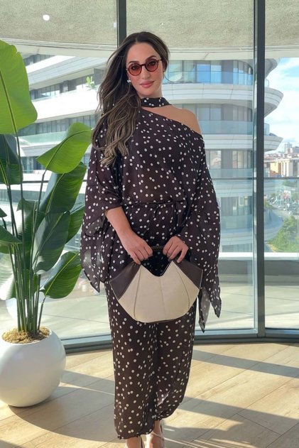 Polka Dot Imported Chiffon Cape Shalwar Set