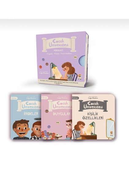 Çocuk Üniversitesi Psikoloji Serisi - 3 Kitap Takım - Duygular, İfadeler ve Kişilik Özellikleri Eğitici Karton Kitap Seti (Sincap Kitap)
