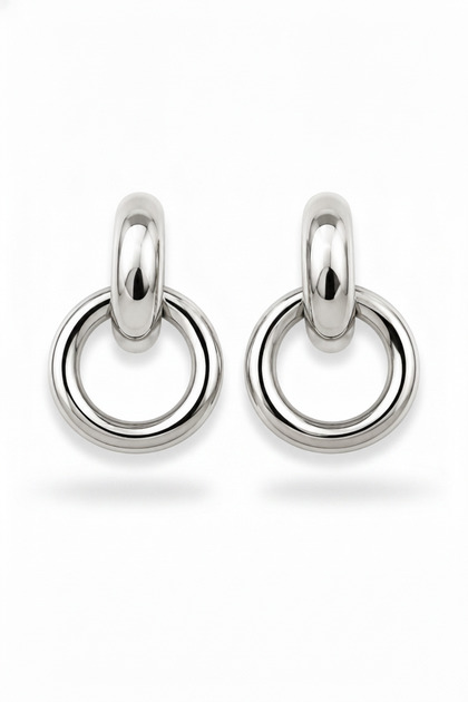 White Color Brass Snap-On Hoop Earrings - Stylish Modern Design