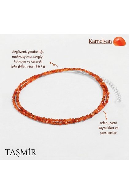Karnelyan Akik İnce Doğal Taş Kolye