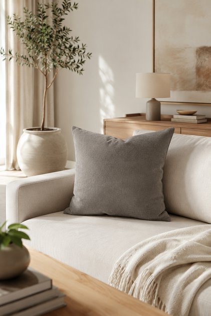 43X43 Cushion Cover Gray Mink Solid Color Decorative