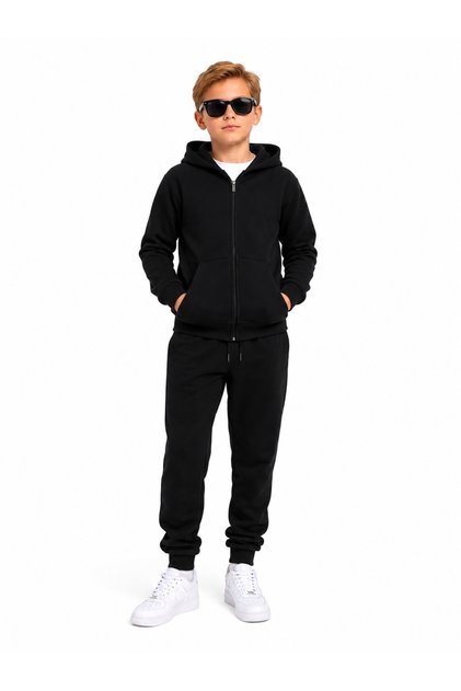 Boy's 3 Threaded Hooded Zippered Tracksuit Set G2027-2