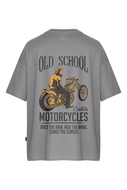 Old School Motorcycles Printed Oversize Short Sleeve T-Shirt