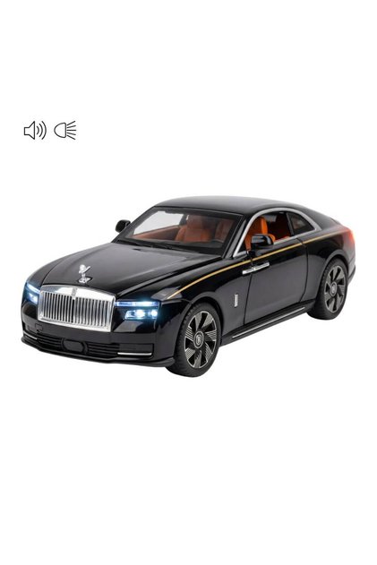 Rolls-Royce Spectre 1:24 Mașinuță metalică de jucărie cu lumini și sunete, uși și capotă funcționale, umbrelă inclusă, negru