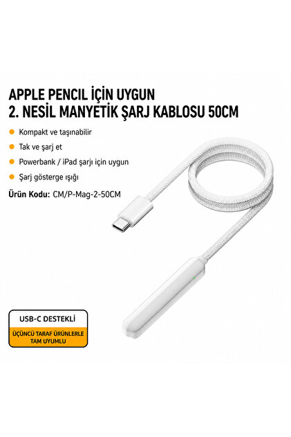 Coverzone Apple Pencil 2. Nesil İle Uyumlu Masaüstü Manyetik Type