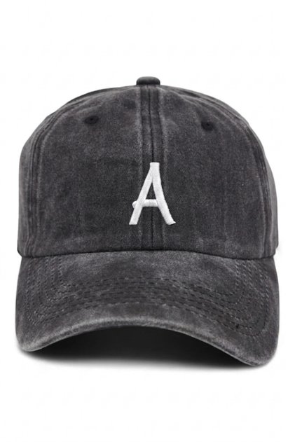 Letter a Black Embroidered Washable Vintage Unisex Hat