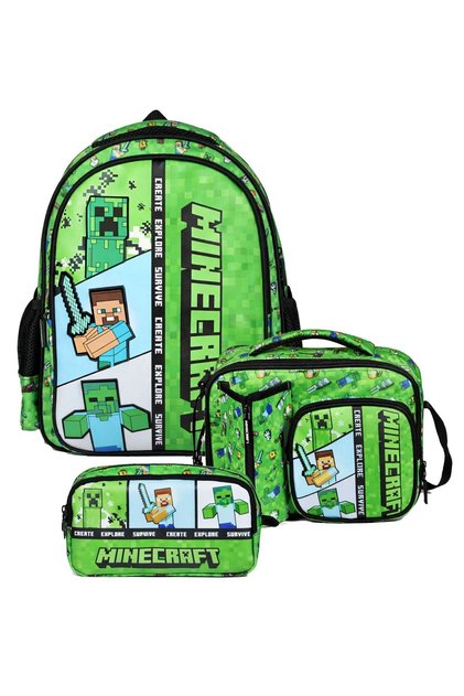Boy's Triple Primary School School Bag Set - Printed (Green) - Setmc26613A