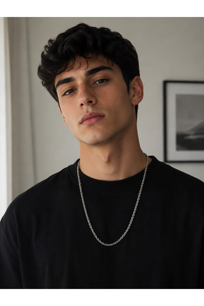 Unisex Twisted Chain Women's and Men's Necklace – Stainless Steel Unisex