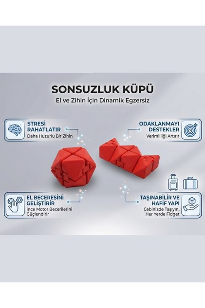 Sonsuz Küp İnfinity Viral - Stres Oyuncağı - Sonsuz Döngü Küpü Kırmızı Renk
