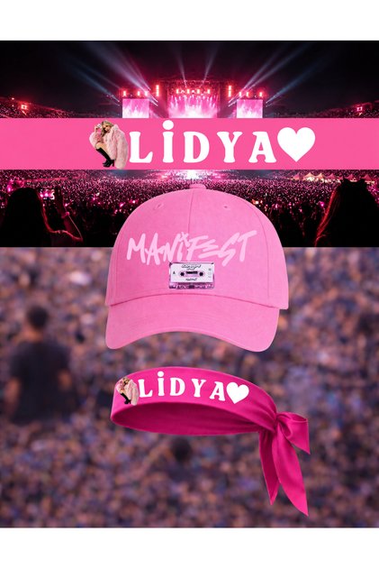 Manifest Lidya, Mina, Esin, Zoktay, Sueda, Hilal Written Double-Sided Concert Bandana and Hat Set (1Bandana+1Hat)