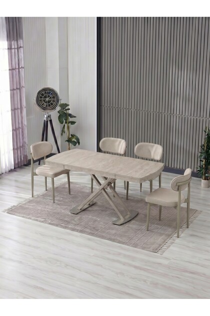 【Masa】 JoyMassa VENOXA 70X110 MDF MASA / 4 POLO SANDALYELİ MASA TAKIMI