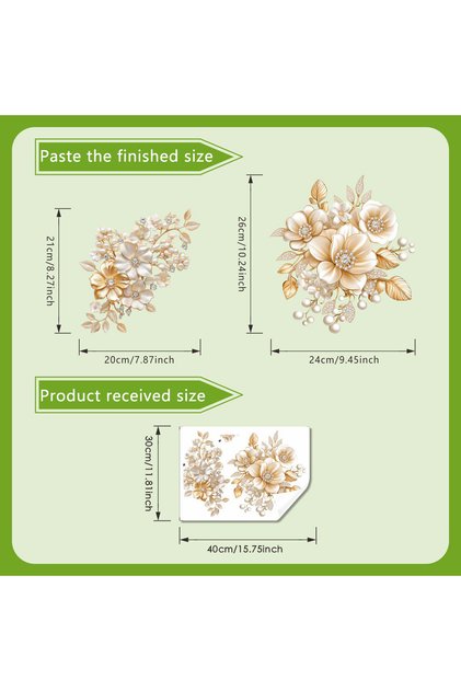 Gold Creative Gold Flower Waterproof Toilt Sticker Bathroom Wall Background Decal Home Decoration Se