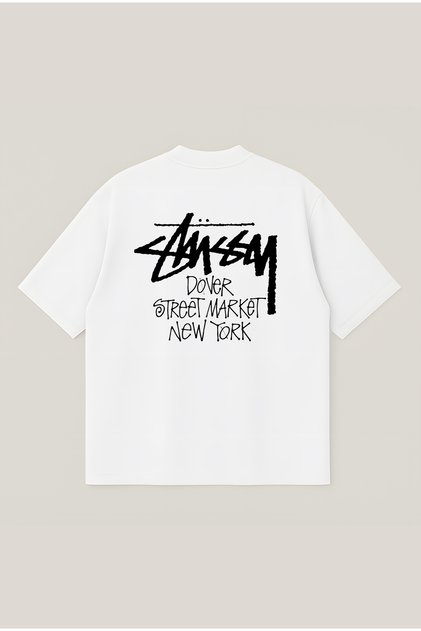 Stussy Dover Printed Oversize Boxy Cut Unisex 100% Cotton Printed Tshirt |   Streetwear