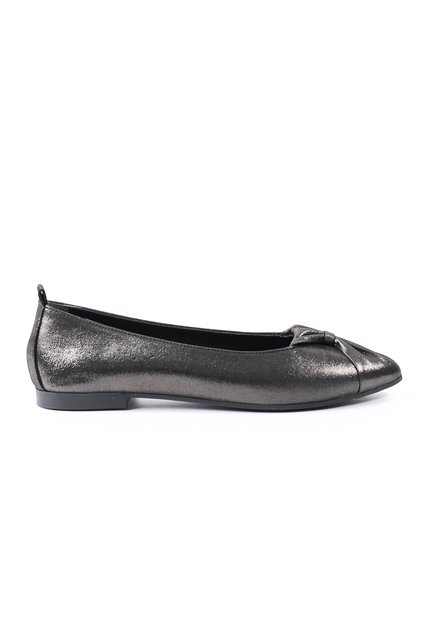 Genuine Leather Black Nubuck Women's Ballerina Shoes - Z2556