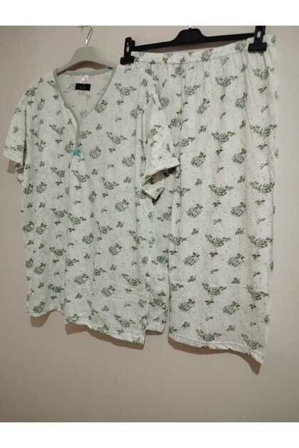 Summer, Thin, Cotton, Short sleeve, Capri, LARGE SIZE, Pajamas set